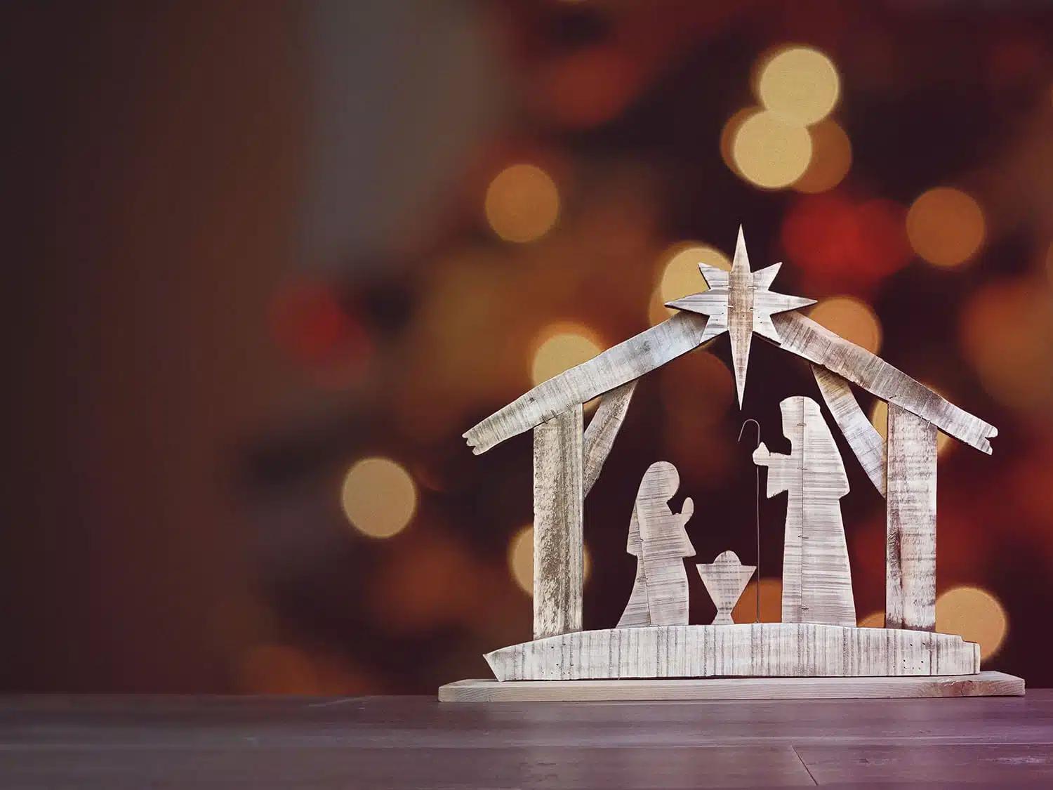 A wooden Christmas Nativity set